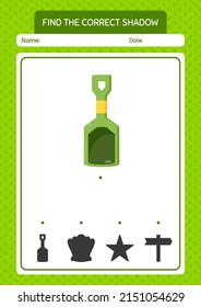 Find the correct shadows game with sand shovel. worksheet for preschool kids, kids activity sheet