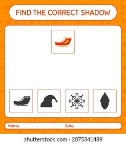 Find the correct shadows game with santa's sleigh. worksheet for preschool kids, kids activity sheet