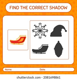 Find the correct shadows game with santa's sleigh. worksheet for preschool kids, kids activity sheet