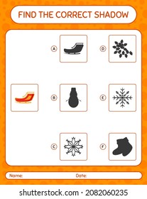 Find the correct shadows game with santa's sleigh. worksheet for preschool kids, kids activity sheet