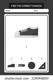 Find the correct shadows game with shoes. worksheet for preschool kids, kids activity sheet