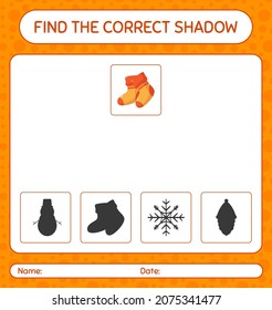 Find the correct shadows game with sock. worksheet for preschool kids, kids activity sheet