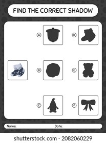 Find the correct shadows game with sock. worksheet for preschool kids, kids activity sheet