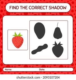 Find the correct shadows game with strawberry. worksheet for preschool kids, kids activity sheet