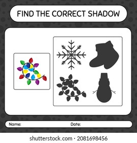 Find the correct shadows game with string light. worksheet for preschool kids, kids activity sheet