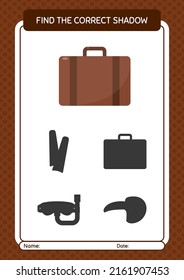 Find the correct shadows game with suitcase. worksheet for preschool kids, kids activity sheet