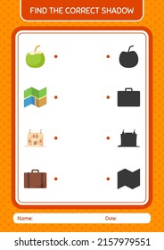 Encuentra el juego de sombras correcto con el icono de verano. hoja de trabajo para niños de preescolar, hoja de actividades para niños