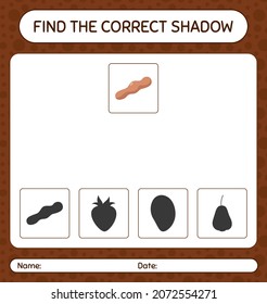 Find the correct shadows game with tamarind. worksheet for preschool kids, kids activity sheet