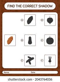 Find the correct shadows game with taro root. worksheet for preschool kids, kids activity sheet