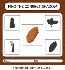 Find the correct shadows game with taro root. worksheet for preschool kids, kids activity sheet