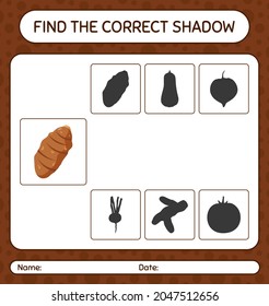 Find the correct shadows game with taro root. worksheet for preschool kids, kids activity sheet