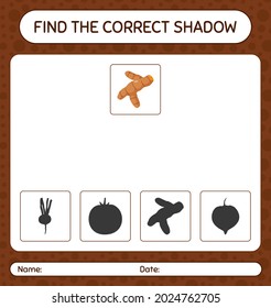 Find the correct shadows game with turmeric. worksheet for preschool kids, kids activity sheet