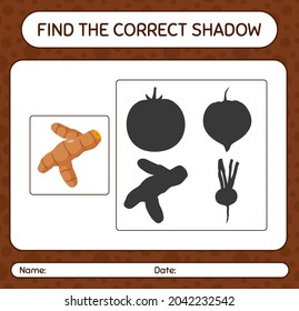 Find the correct shadows game with turmeric. worksheet for preschool kids, kids activity sheet