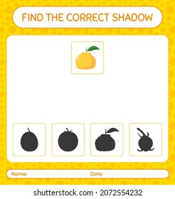 Find the correct shadows game with ugli. worksheet for preschool kids, kids activity sheet