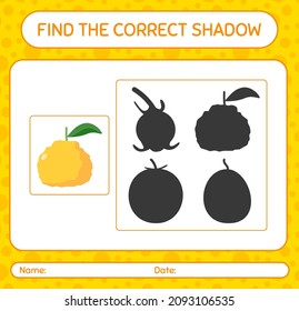Find the correct shadows game with ugli. worksheet for preschool kids, kids activity sheet