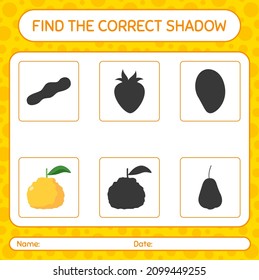 Find the correct shadows game with ugli. worksheet for preschool kids, kids activity sheet