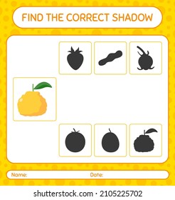 Find the correct shadows game with ugli. worksheet for preschool kids, kids activity sheet