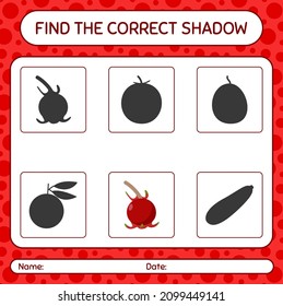 Find the correct shadows game with ugni. worksheet for preschool kids, kids activity sheet