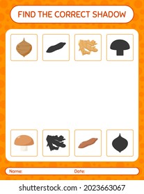 Find the correct shadows game with vegetables. worksheet for preschool kids, kids activity sheet
