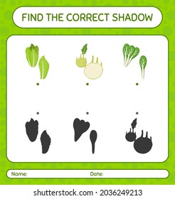 Encuentra el juego de sombras correcto con verduras. hoja de trabajo para niños de preescolar, hoja de actividades para niños