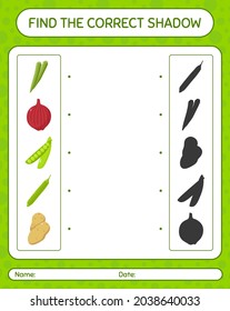 Encuentra el juego de sombras correcto con verduras. hoja de trabajo para niños de preescolar, hoja de actividades para niños