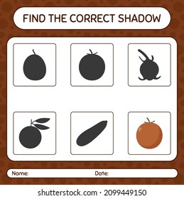 Find the correct shadows game with velvet apple. worksheet for preschool kids, kids activity sheet