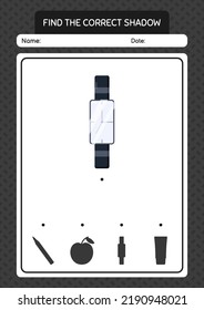Find the correct shadows game with watch. worksheet for preschool kids, kids activity sheet