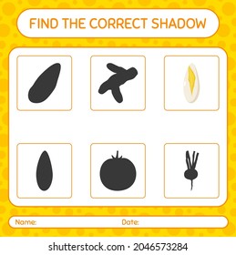 Find the correct shadows game with witloof. worksheet for preschool kids, kids activity sheet