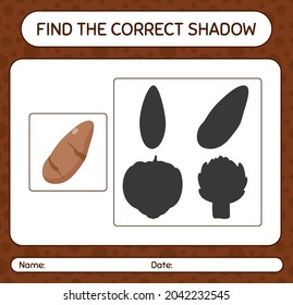 Encuentra el juego de sombras correcto con la raíz de yam. hoja de trabajo para niños de preescolar, hoja de actividades para niños