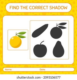 Find the correct shadows game with yuzu. worksheet for preschool kids, kids activity sheet