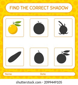 Find the correct shadows game with yuzu. worksheet for preschool kids, kids activity sheet