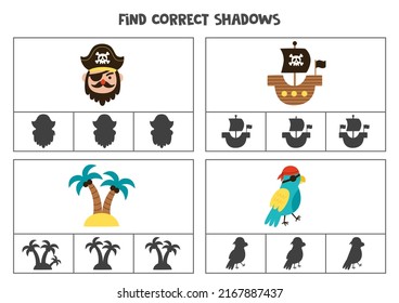 Find the correct shadows of pictures. Clip cards for preschool kids. 