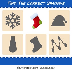 Find the correct shadows of sock. Searching and Matching game. Educational game for pre shool years kids and toddlers