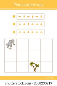 Find correct way. Educational maze game. Coding. Algorithm. 