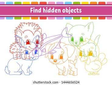 Find and count. Education developing worksheet. Activity page with pictures. Puzzle game for children. Logical thinking training. Isolated vector illustration. Funny character. Cartoon style.