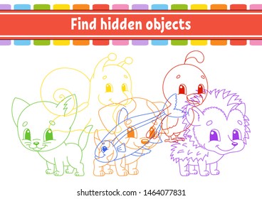 Find and count. Education developing worksheet. Activity page with pictures. Puzzle game for children. Logical thinking training. Isolated vector illustration. Funny character. Cartoon style.