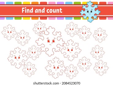 Find and count. Education developing worksheet. Activity page. Puzzle game for children. Logical thinking training. Isolated vector illustration. cartoon character.