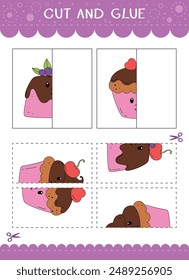 Find the couple of the picture. Simple educational game for kids. Cut and glue. Vector worksheet