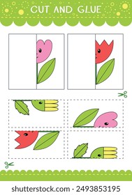 Find the couple of the picture. Simple educational game for kids. Cut and glue. Vector worksheet