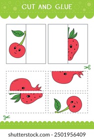 Encuentra a la pareja de la foto. Sencillo juego educativo para niños. Cortar y pegar. hoja de cálculo de Vector