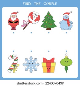 Find the couple. Simple educational game for kids. Vector worksheet