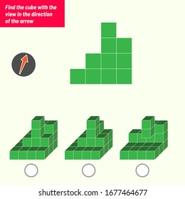 Find the cube with the view in the direction of the arrow. Intelligence questions, Visual intelligence test, iq test