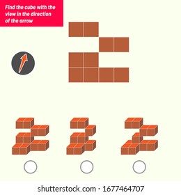 Find the cube with the view in the direction of the arrow. Intelligence questions, Visual intelligence test, iq test