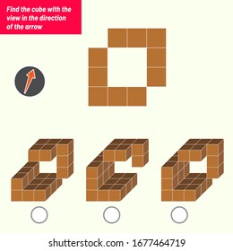 Find the cube with the view in the direction of the arrow. Intelligence questions, Visual intelligence test, iq test