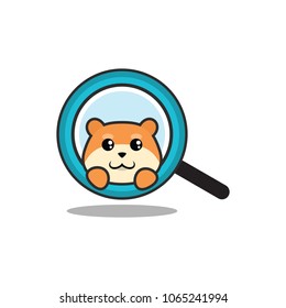Buscar un símbolo de logotipo de mascota de roedores de hámster inteligente