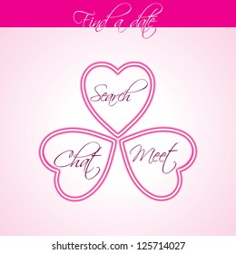 Find a date poster design with hearts and text