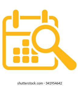 Find Date vector icon. Style is flat symbol, yellow color, rounded angles, white background.