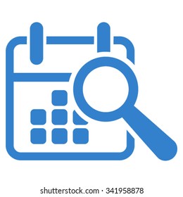 Find Date vector icon. Style is flat symbol, cobalt color, rounded angles, white background.