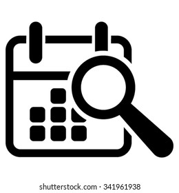 Find Date vector icon. Style is flat symbol, black color, rounded angles, white background.
