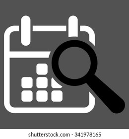 Find Date vector icon. Style is bicolor flat symbol, black and white colors, rounded angles, gray background.
